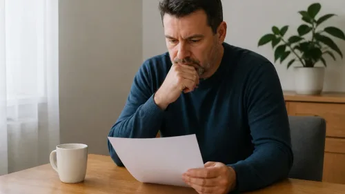 Notebook s otvoreným portálom na stole v tmavej pracovni, vedľa neho peňaženka a kľúče